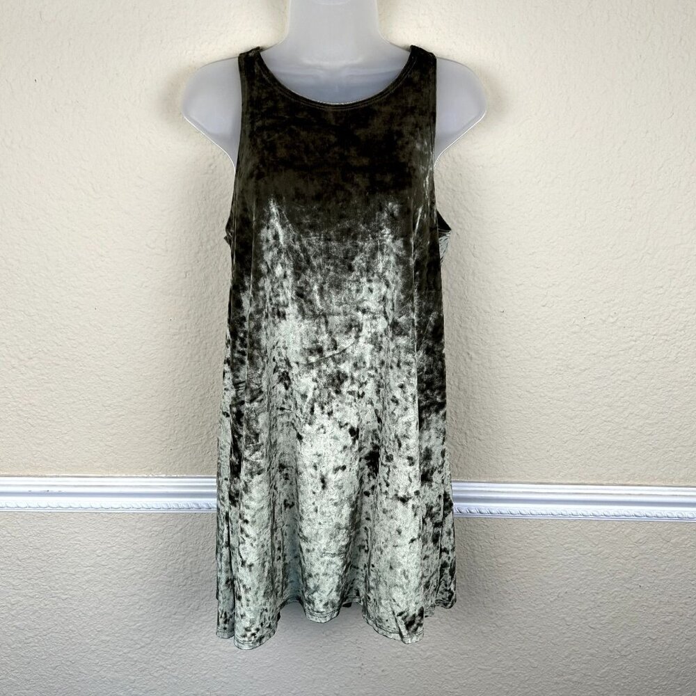 Forever 21 Green Stretch Crush Velvet Tunic Tank Top Dress XS Whimsigoth Fairy